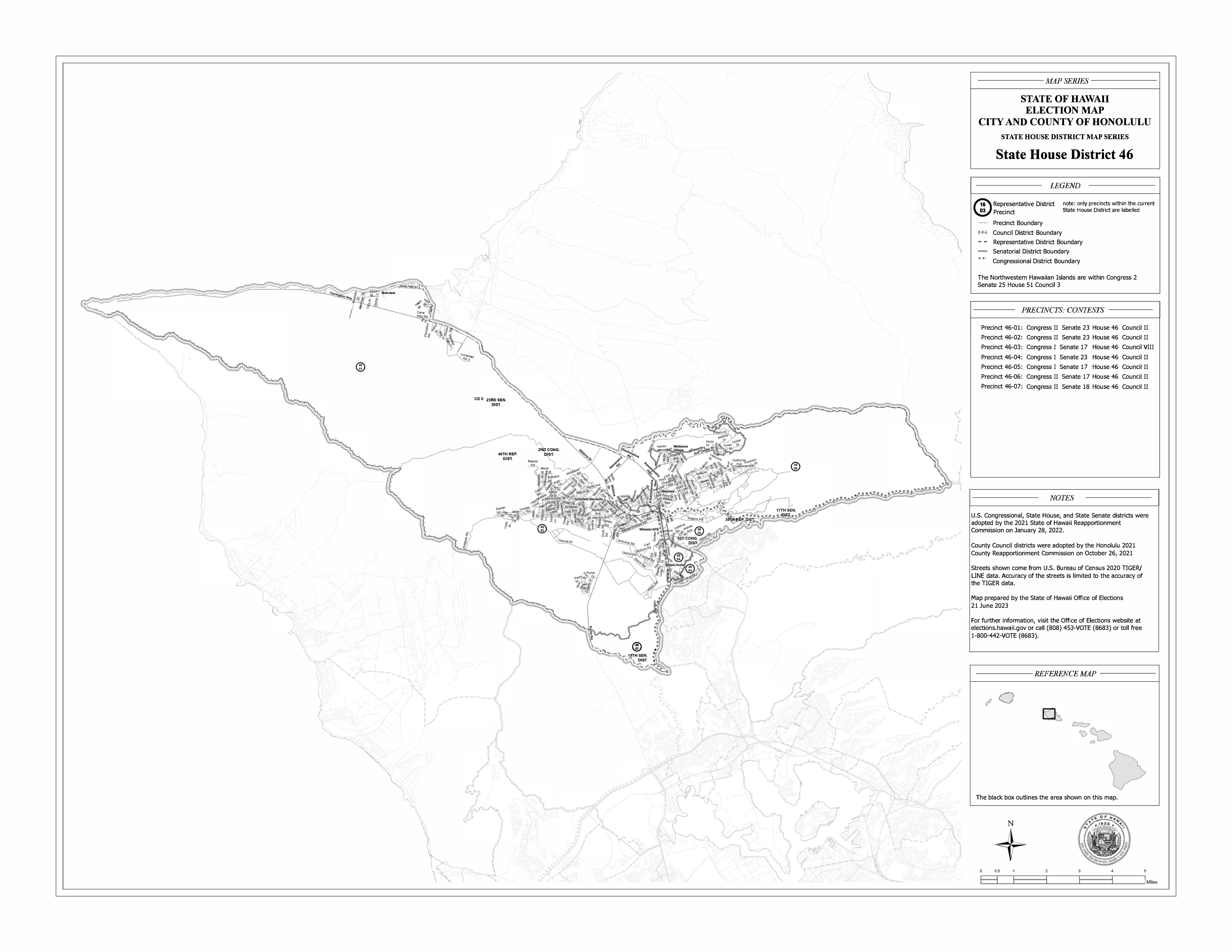 Hawaii State House District 46 boundary map preview